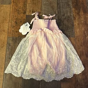 NWT Purrfect Baby Pink Romper with Lace overlay